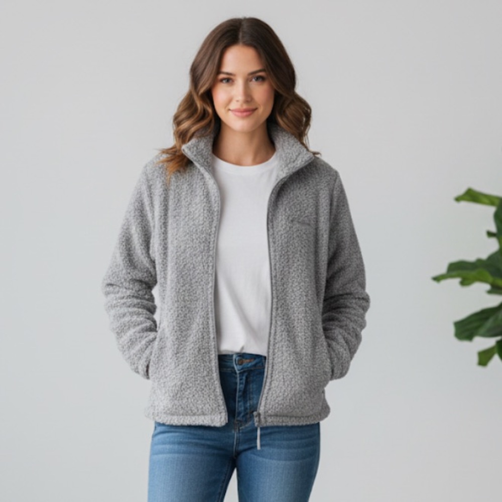 Columbia Women's Sherpa Fleece Gray Jacket Size XL